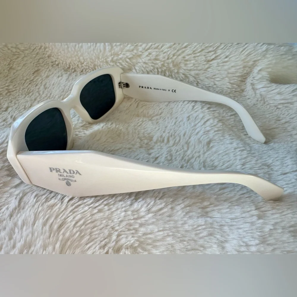 Prada White Frame Sunglasses with Dark Lenses